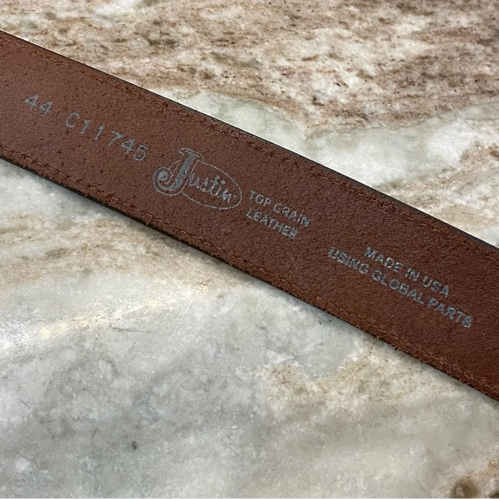 Justin Bomber Brown Top Grain Leather Belt 44 EUC